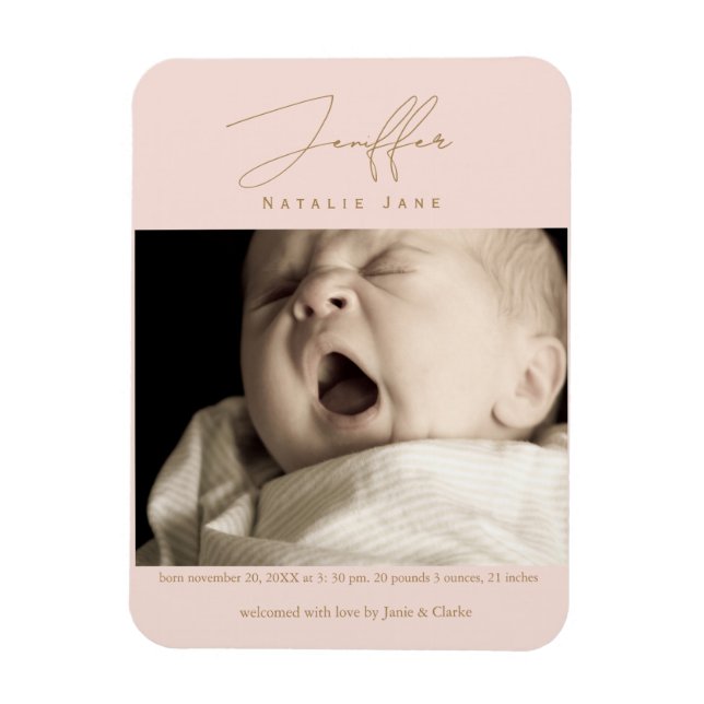 Modern Signature Name Newborn Photo   Magnet (Vertical)