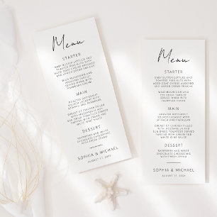Modern Signature Script Black White Wedding Menu