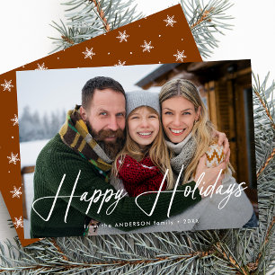 Modern Signature Script Gingerbread Photo Holiday Card