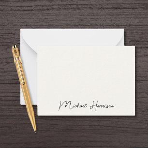 Modern Signature Script Monogram Cream Card