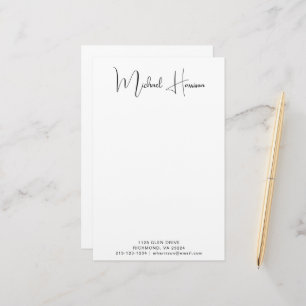 Modern Signature Script Monogram Personalised Stationery