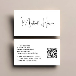 Modern Signature Script QR Code Professional Business Card