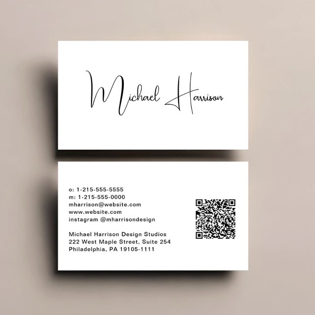 Modern Signature Script QR Code Professional Business Card (Creator Uploaded)