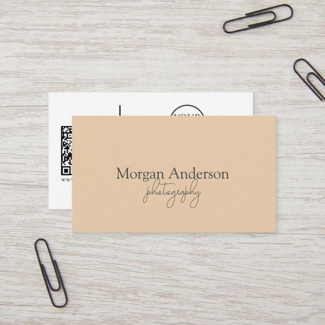 Modern Signature Script QR Code Social Business Card (Front/Back In Situ)