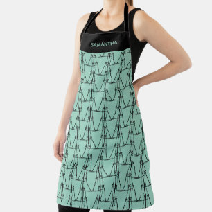 Modern Silhouette Coconut Trees Pattern Apron