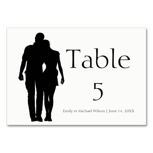 Modern Silhouette Couple - 3x5 Table Card (Front)