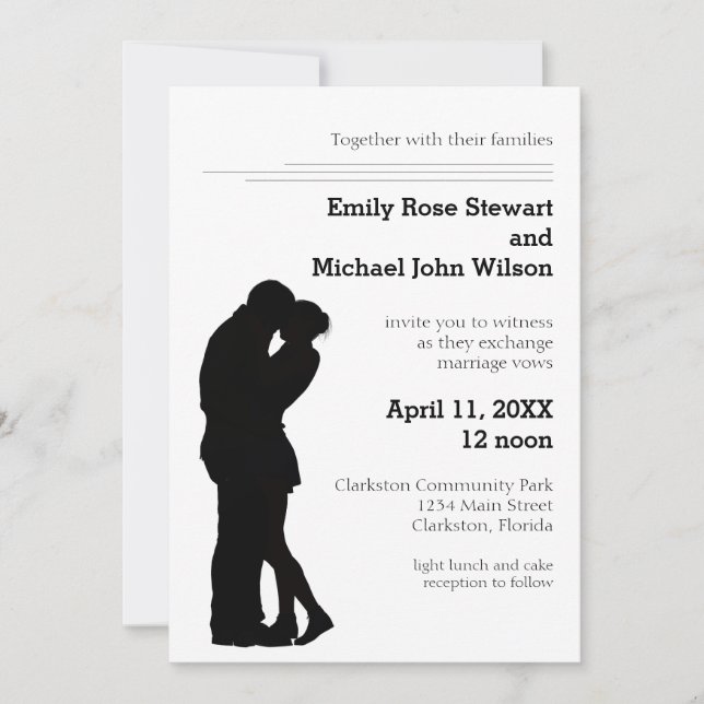 Modern Silhouette Couple - Wedding Invitation (Front)