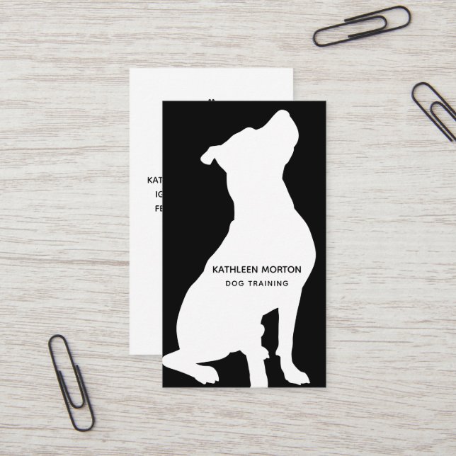 Modern Silhouette Dog Trainer Business Card (Front/Back In Situ)