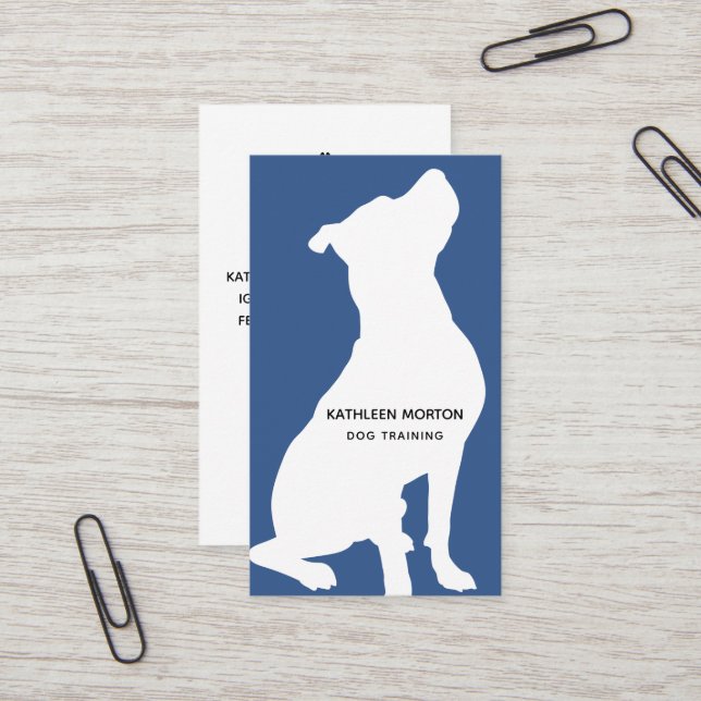 Modern Silhouette Dog Trainer Business Card (Front/Back In Situ)