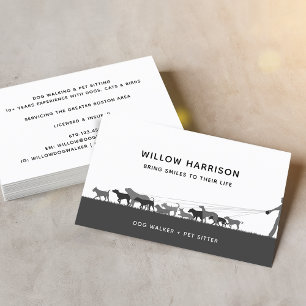 Modern Silhouette Dog Walking Business Card