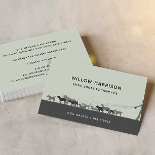 Modern Silhouette Dog Walking Business Card