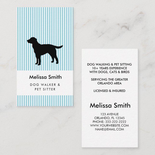 Modern Silhouette Dog Walking Dog Sitting Business Business Card (Front/Back)