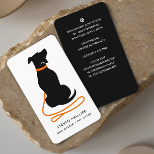 Modern Silhouette Dog Walking Dog Sitting Business Card