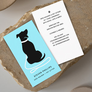 Modern Silhouette Dog Walking Dog Sitting Business Card