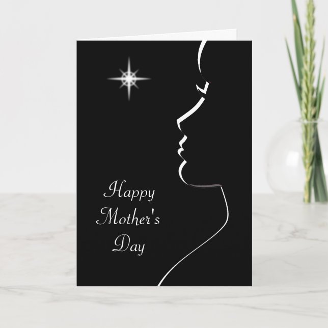Modern Silhouette in Black & White Mother's Day  C Card (Front)