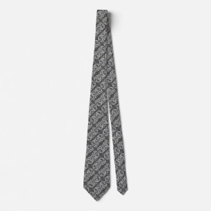Modern Silk Silver Abstract Yin Yang Artisan Tie