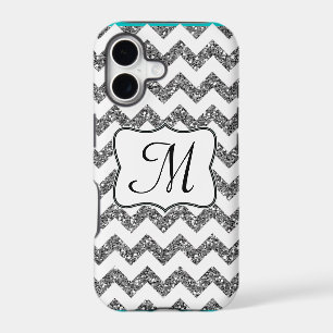 Modern Silv Glitter Chevron Monogram IPHONE 5 Case