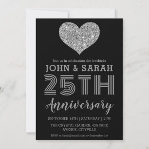 modern silver 25th wedding anniversary invitations