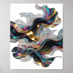 Modern Silver ABSTRACT ART Artistic Motif Poster