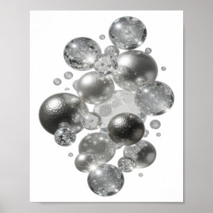 Modern Silver ABSTRACT ART v2 Poster