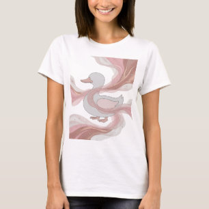 Modern Silver AN EMBELLISHED DUCK Statement Design T-Shirt
