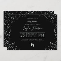 Modern, Silver and Black Baby Shower invitation