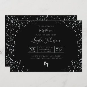 Modern, Silver and Black Baby Shower invitation