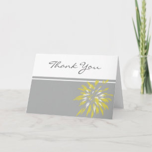 Modern Silver and Buttercup Flower Thank You Card
