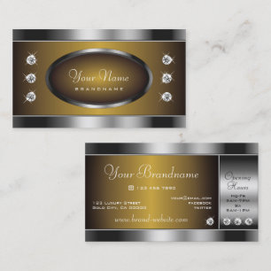 Modern Silver and Gold Gradient Diamonds Graphics Business Card