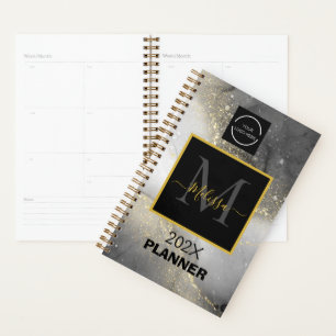 Modern Silver and Gold Logo & QR Code Monogram Planner