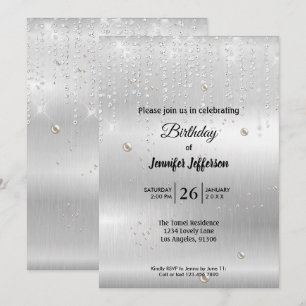 Modern silver Birthday invitation