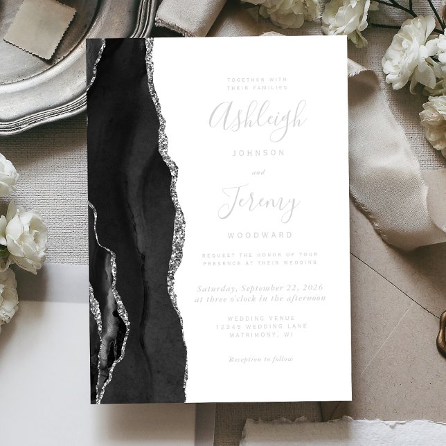 Modern Silver Black Agate Wedding (Creator Uploaded)
