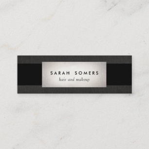 Modern Silver Black Linen Striped Makeup and Hair Mini Business Card