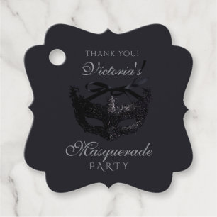 Modern Silver Black Masquerade Party  Favour Tags