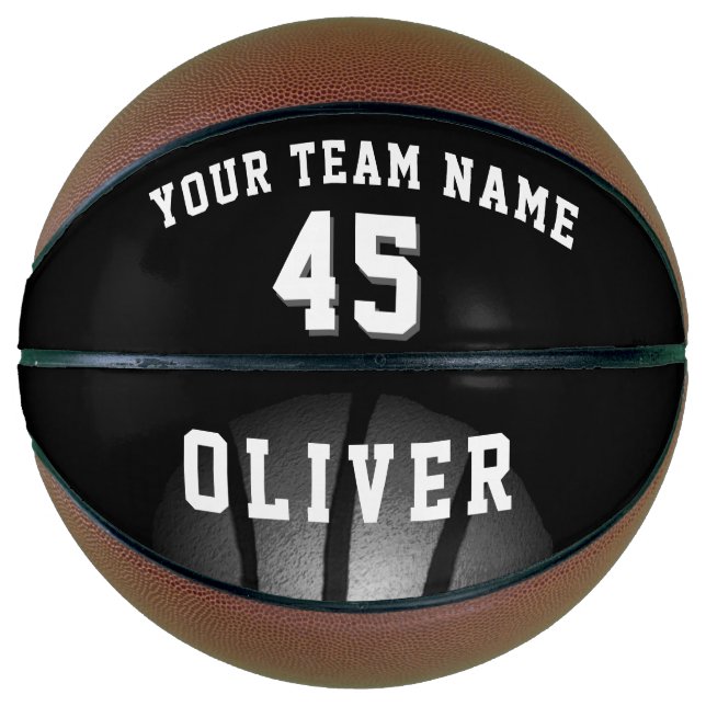 Modern Silver Black Player Team Name Number Basketball (Front)
