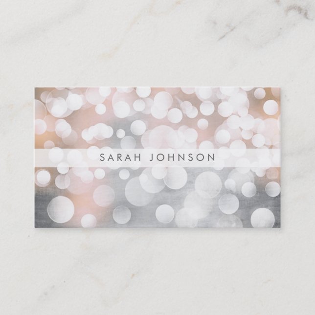 Modern Silver Bokeh Hair Stylist Appointment Card (Front)