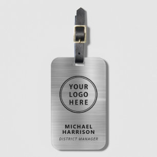 Modern Silver Business Logo Luggage Tag
