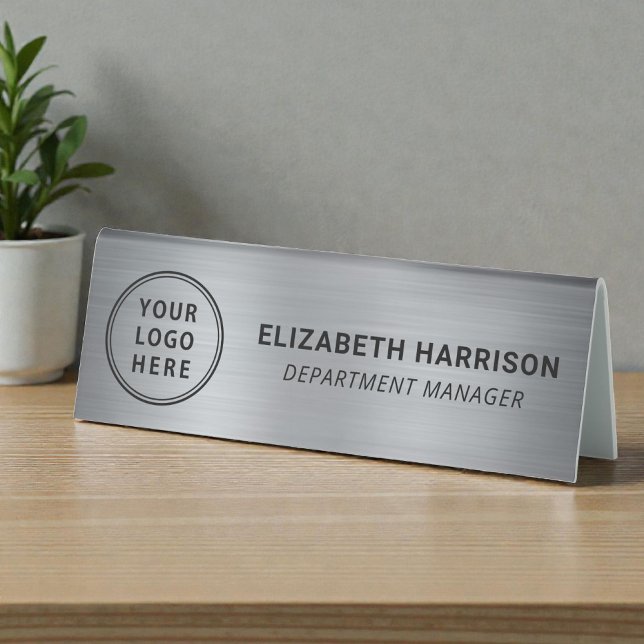 Modern Silver Business Logo Name (Modern Silver Business Logo Name Table Tent)