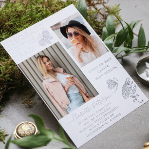 Modern Silver Butterfly Script Graduation Photo
