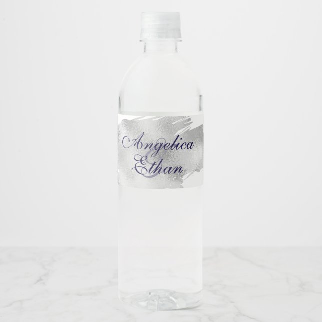 Modern, Silver, Customised Water Bottle Label (Front)