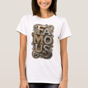Modern Silver FAMOUS 3D Text Art T-Shirt