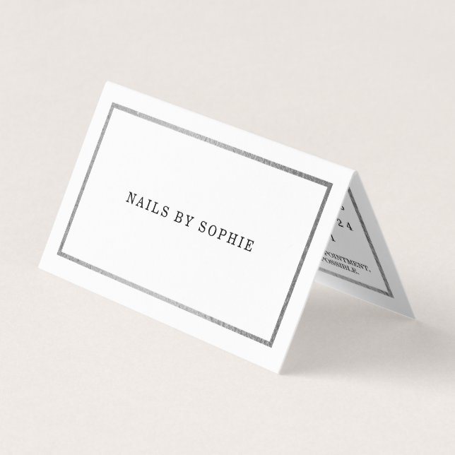 Modern Silver Foil Calendar Appointment Card (Front)