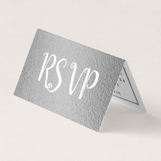 Modern Silver Foil Calendar RSVP Card (Front)