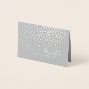 Modern Silver Foil Confetti Dots Wedding Thank You Card
