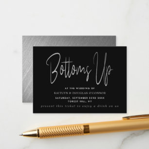Modern Silver Foil Script Free Drink Ticket Enclosure Card