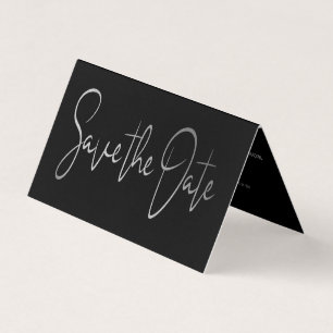 Modern Silver Foil Script Photo Save The Date Card