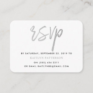 Modern Silver Foil Script RSVP Enclosure Card
