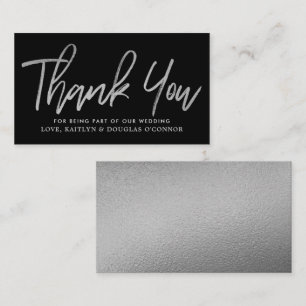 Modern Silver Foil Script Wedding Thank You Enclosure Card