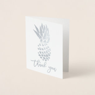 Modern silver foil thank you typography pineapple foil card