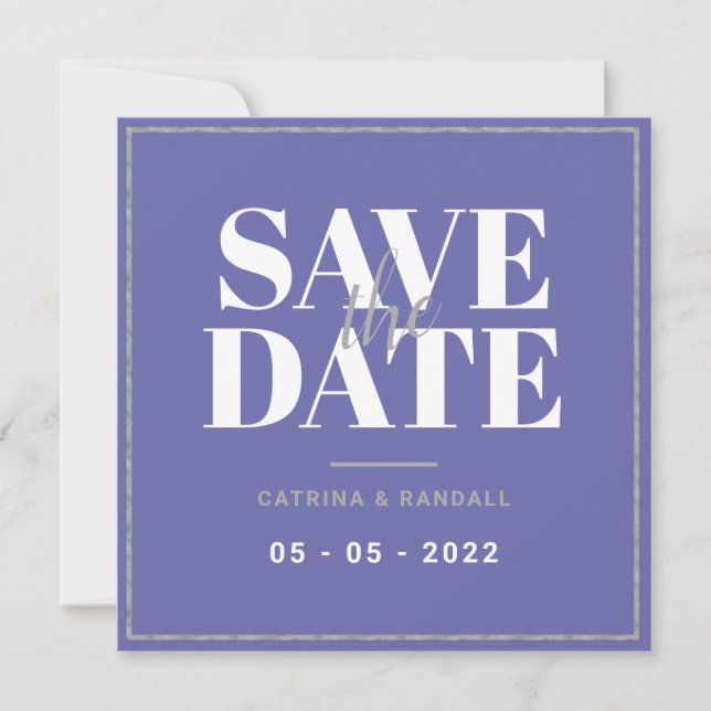Modern Silver Frame Wedding Save The Date Card (Front)